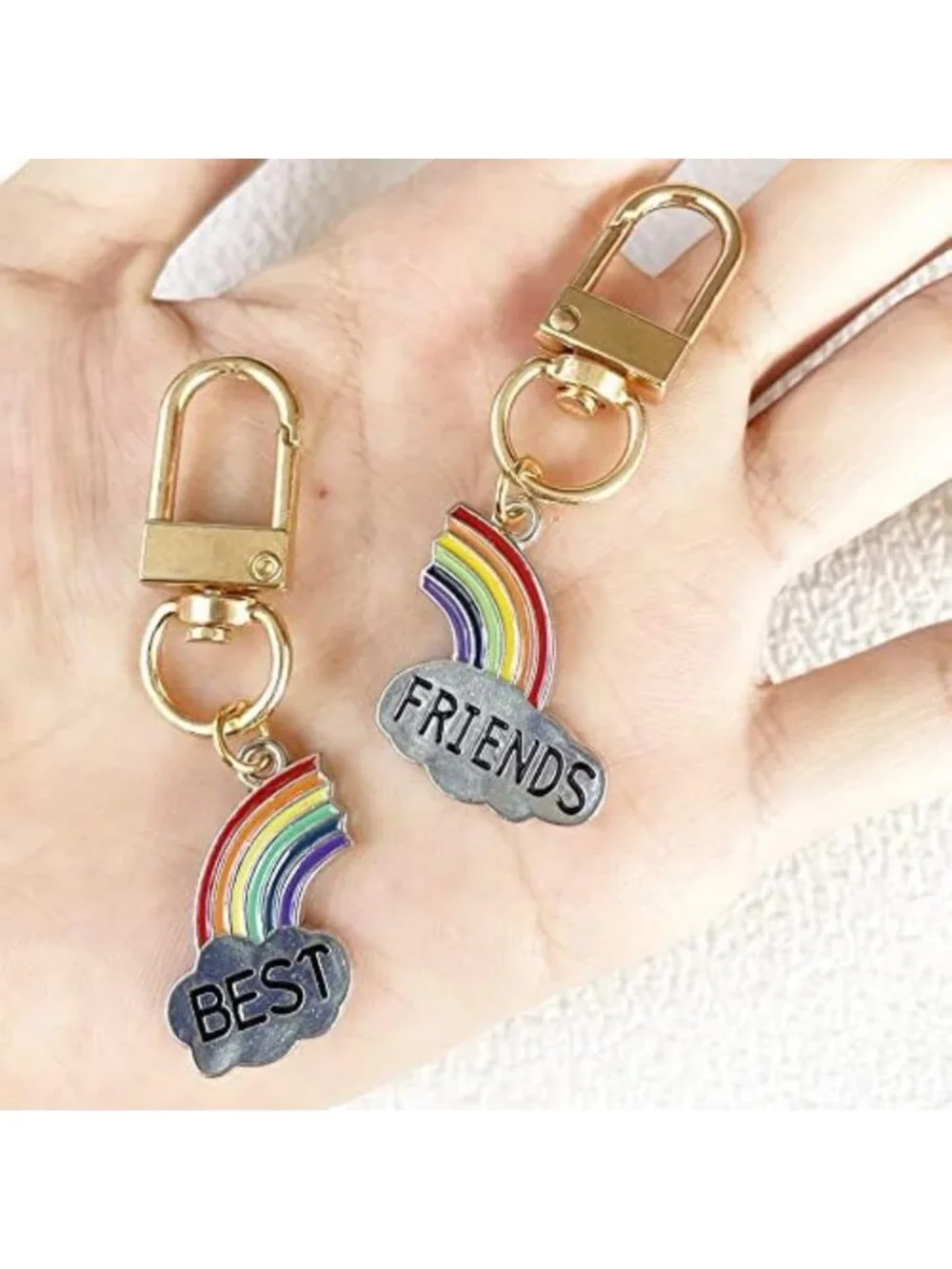 4PCS Cute Flower Keychains for Handbags - Personalized Golden Key Rings for